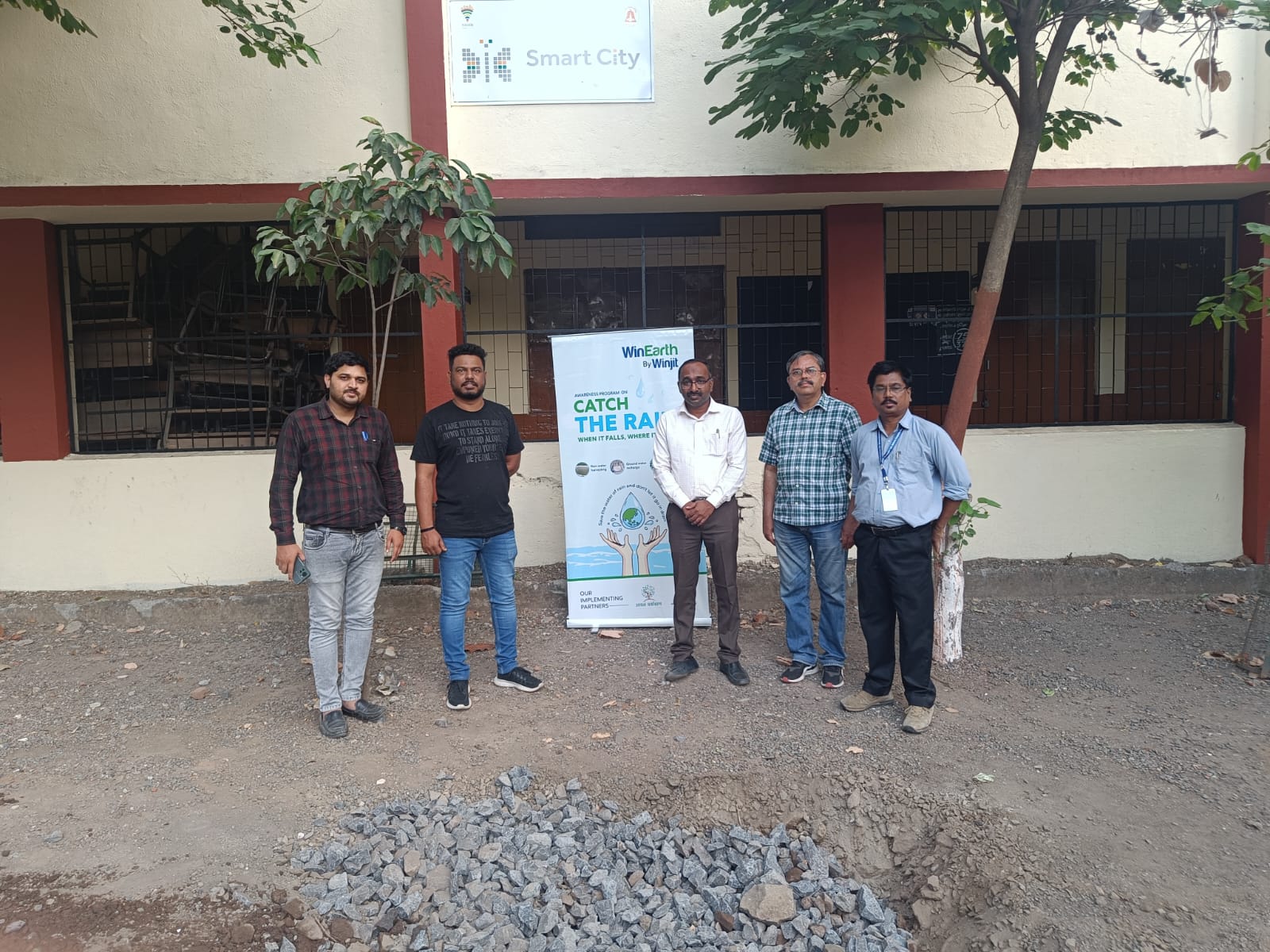 Young saplings being planted